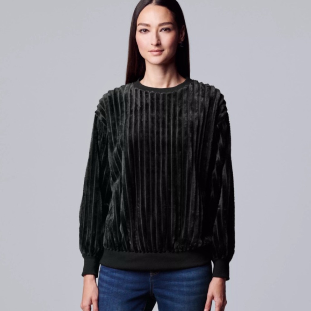 Simply Vera by Vera Wang Black Soft Plush Sweater Size Small